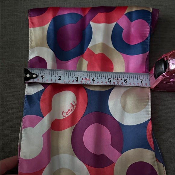 Coach Colorful C Circle Pattern Silk Scarf - Picture 4 of 4
